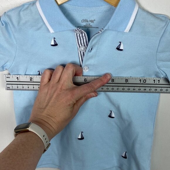 NEW Little Me Sailboat Polo Shirt Babies 12M Nordstrom Collared NWOT Blue Top‎ - Picture 7 of 11